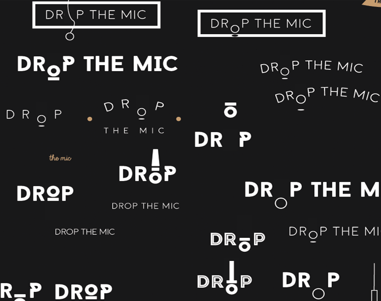 A range of Drop the Mic logo concepts developed in Illustrator